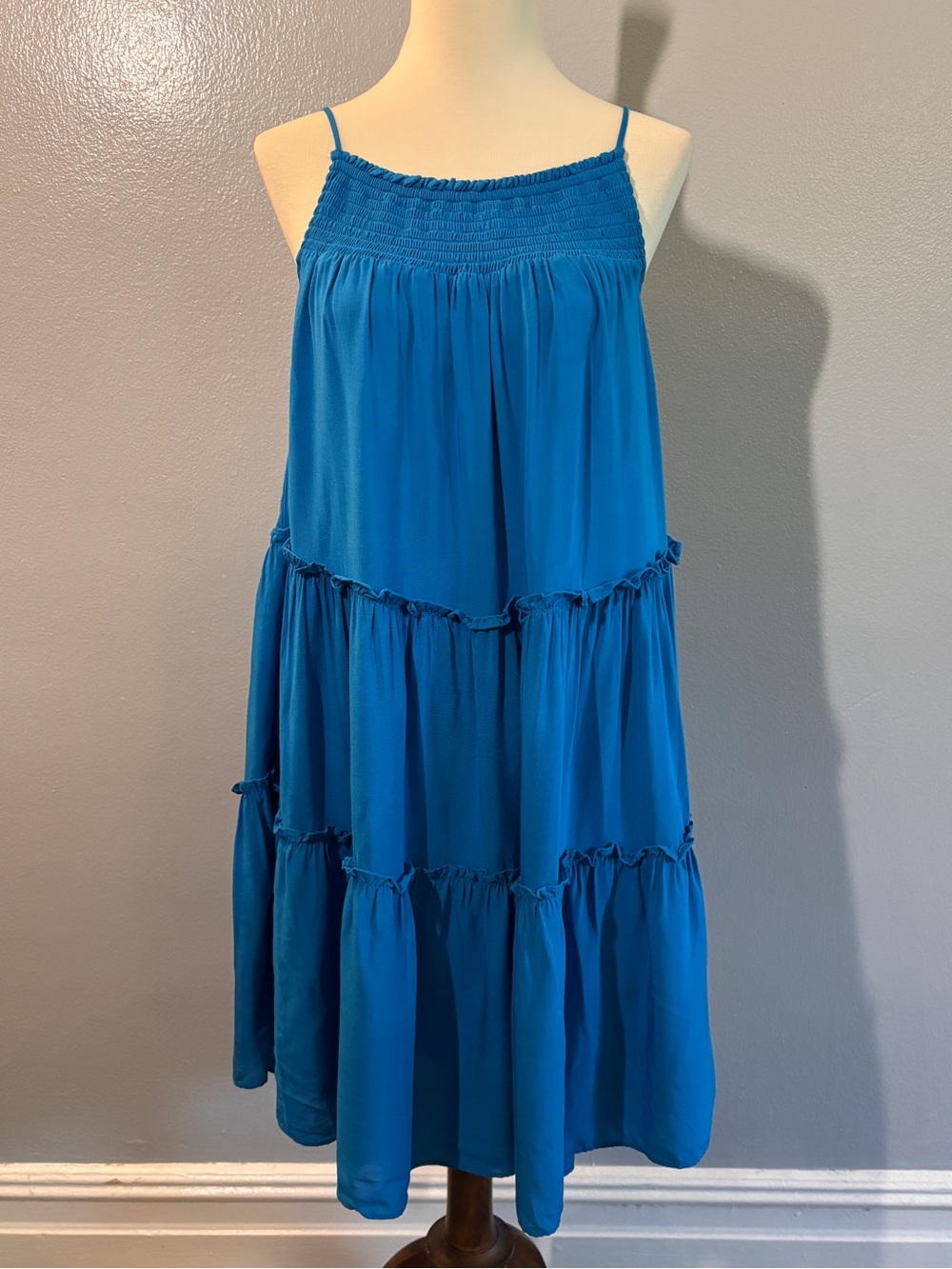 NWT Maison Tara Blue Tiered Spaghetti-Strap Maxi Dress